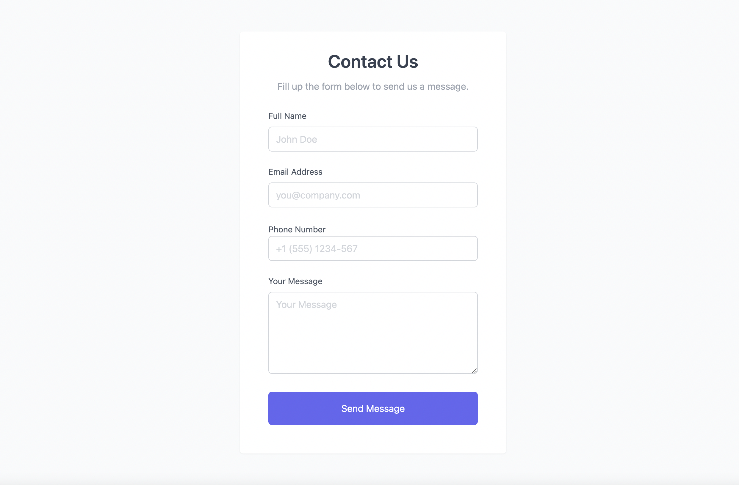 Tailwind CSS Contact Form