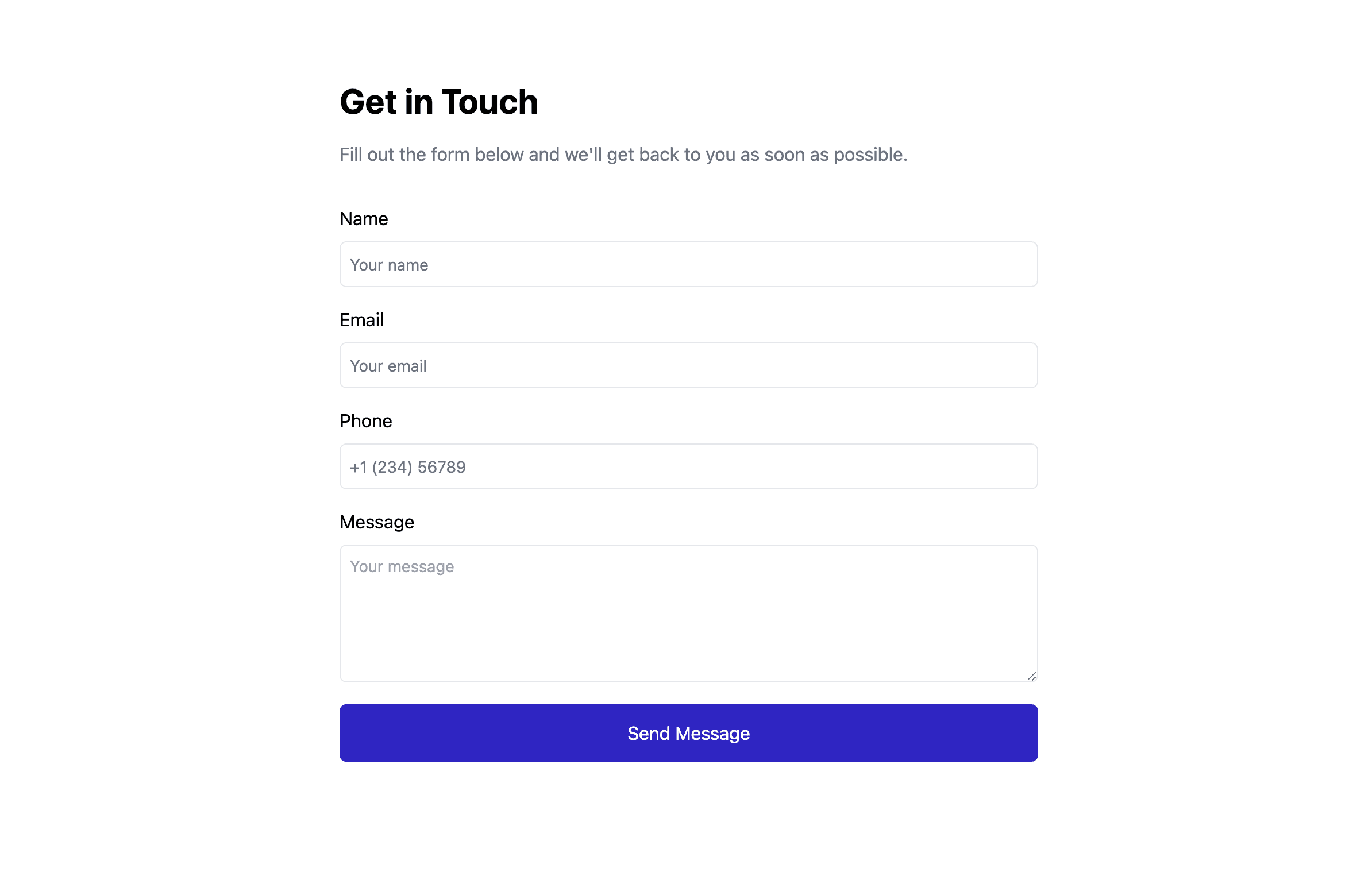 Basic HTML Contact Form