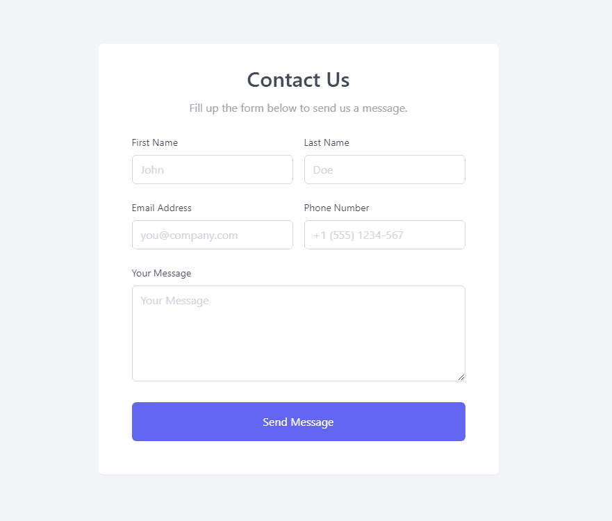 Multi Column Contact Form