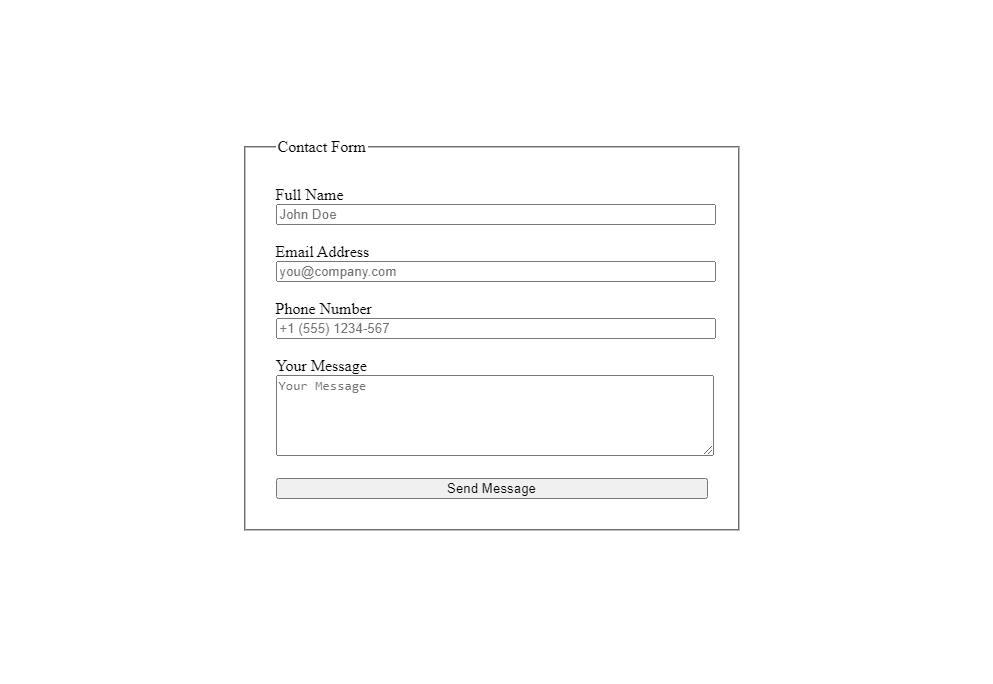 Raw Contact Form (No CSS)