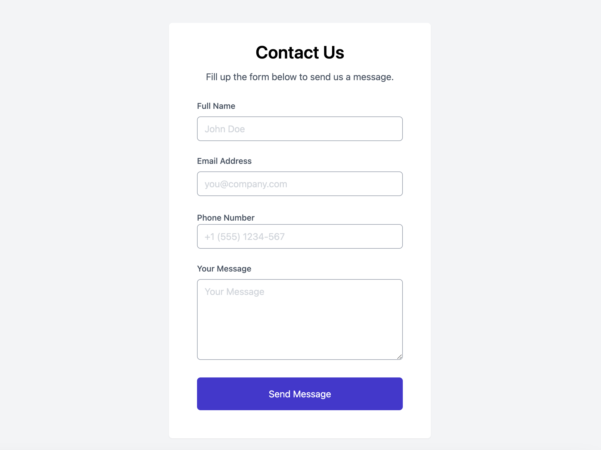   Basic HTML Contact Form