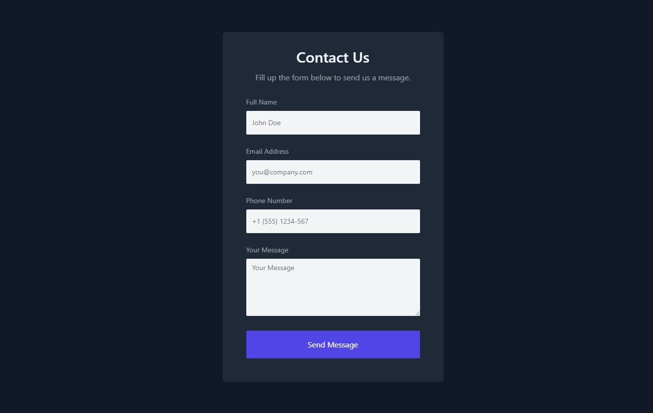 Contact Form with Dark Mode