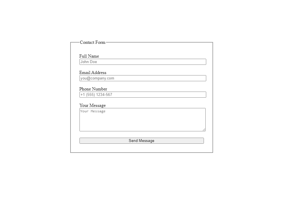 Raw Contact Form (No CSS)